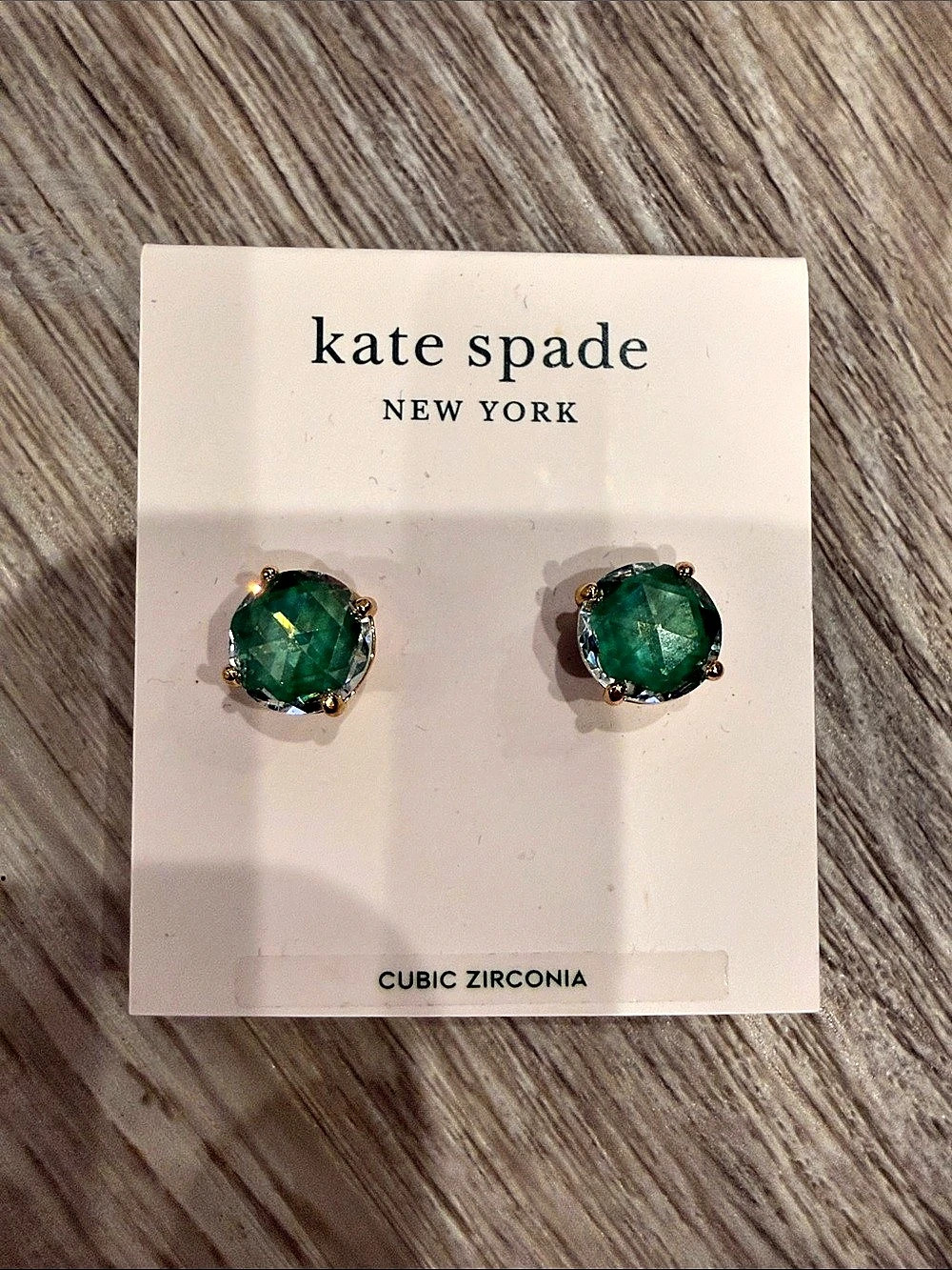 kate spade new york Green Cubic Zirconia Stud Earrings NWT